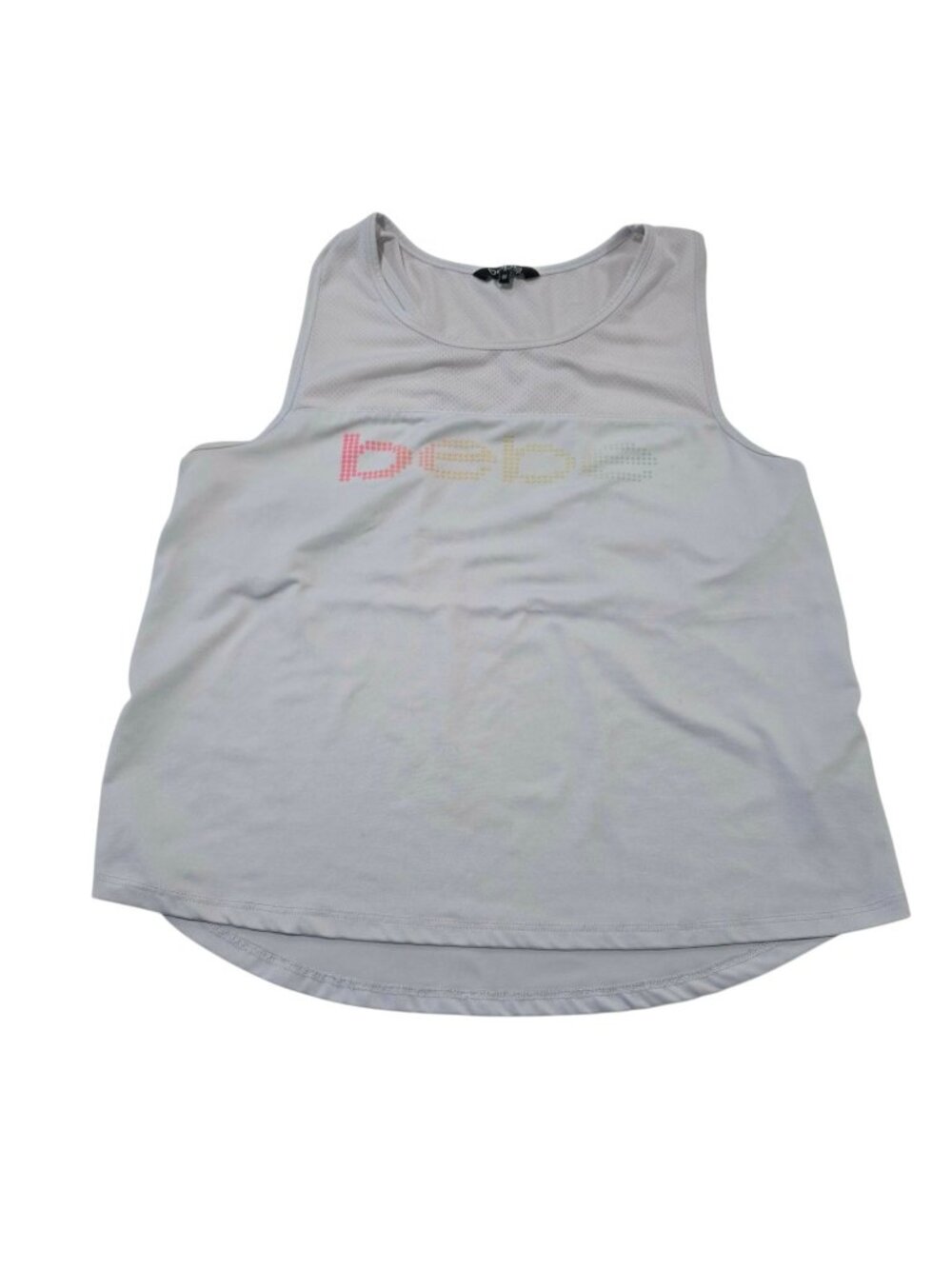Bebe Sport Performance Tank Top White‎ Colorful Logo Womens Size Medium